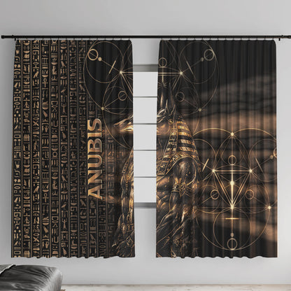 Egyptian God Anubis Window Curtain Jackal Headed Deity Ancient Egypt Mythology Gilded