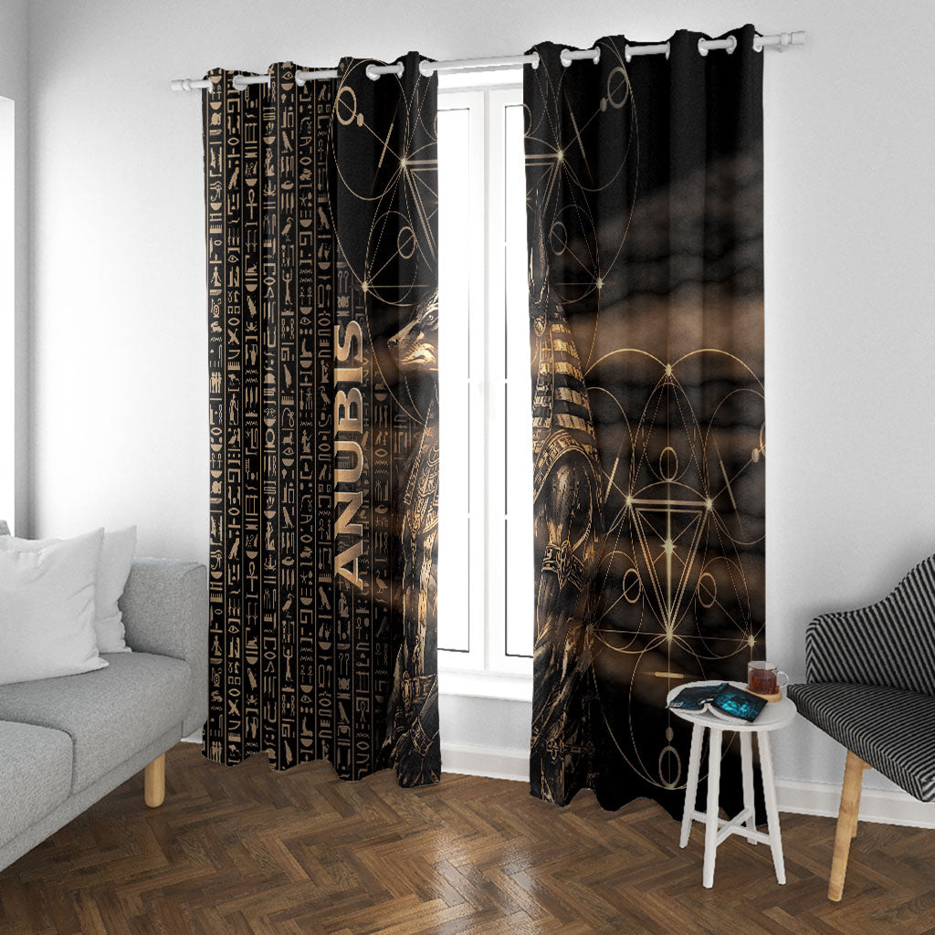 Egyptian God Anubis Window Curtain Jackal Headed Deity Ancient Egypt Mythology Gilded