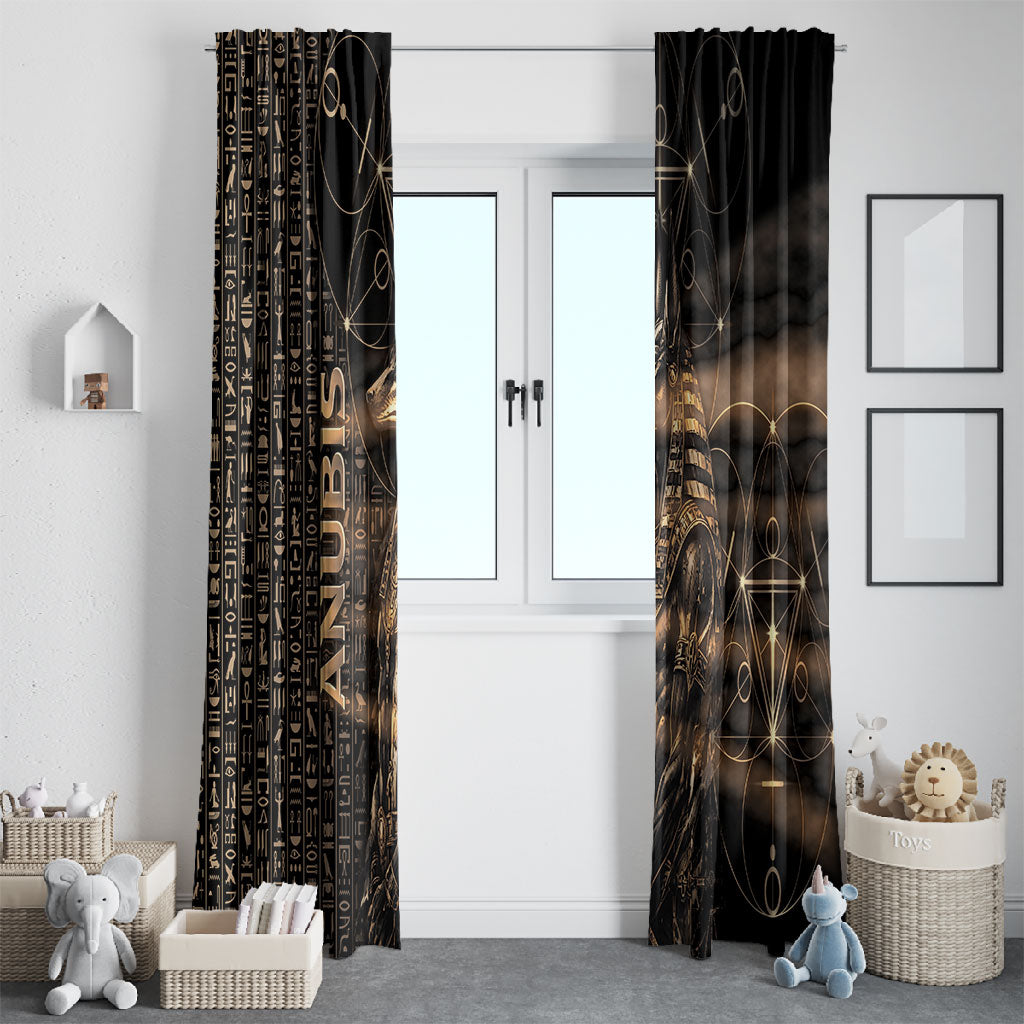 Egyptian God Anubis Window Curtain Jackal Headed Deity Ancient Egypt Mythology Gilded