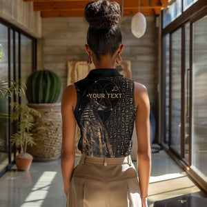 Personalized Egyptian God Anubis Women Sleeveless Polo Shirt Jackal Headed Deity Ancient Egypt Mythology Gilded