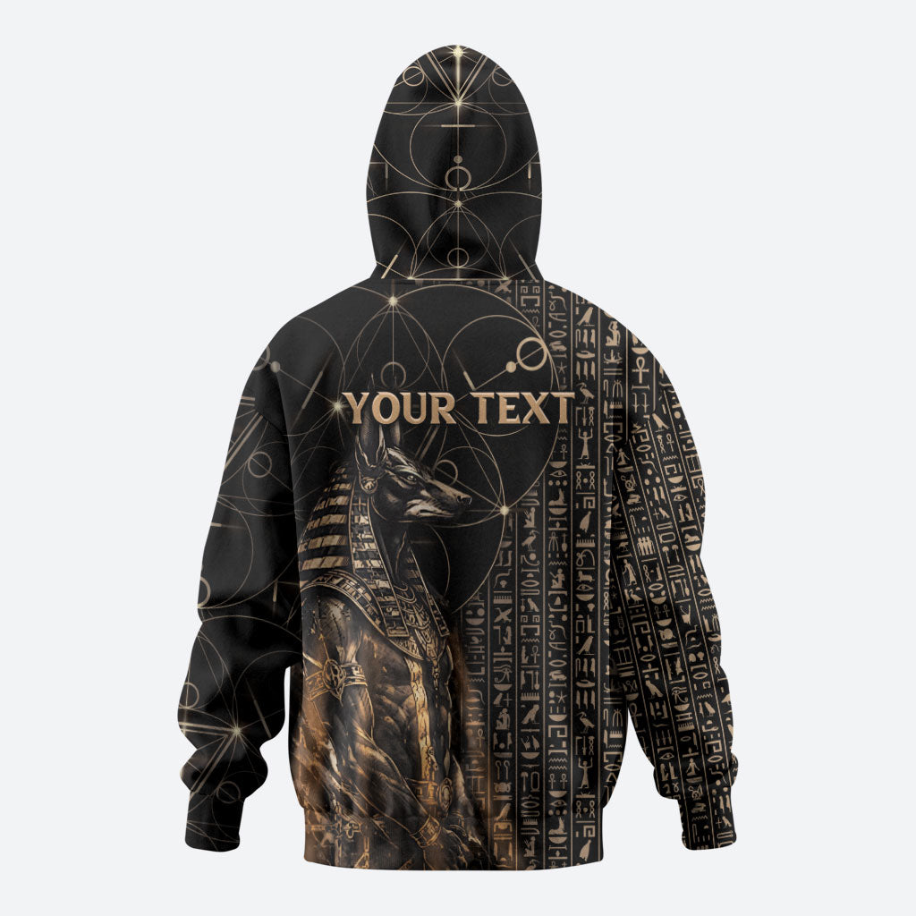Personalized Egyptian God Anubis Zip Hoodie Jackal Headed Deity Ancient Egypt Mythology Gilded