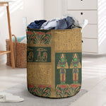 Egyptian God Osiris Laundry Basket Green Pharaonic Hieroglyphic Patterns