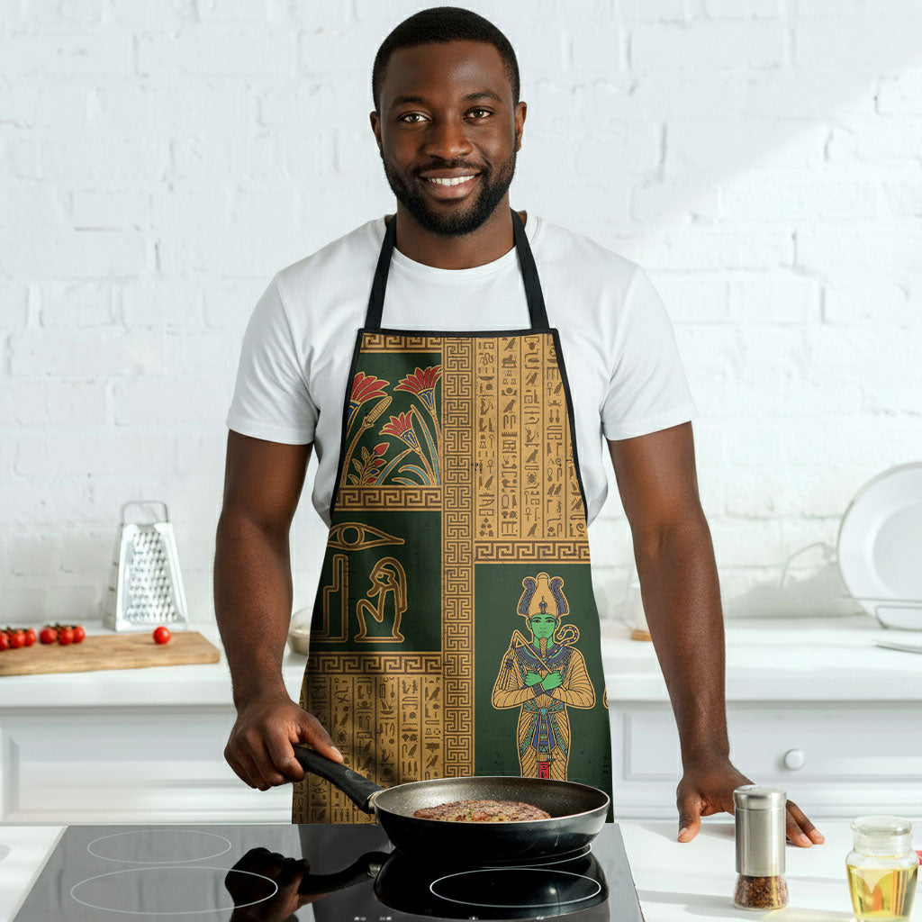 Egyptian God Osiris Apron Green Pharaonic Hieroglyphic Patterns