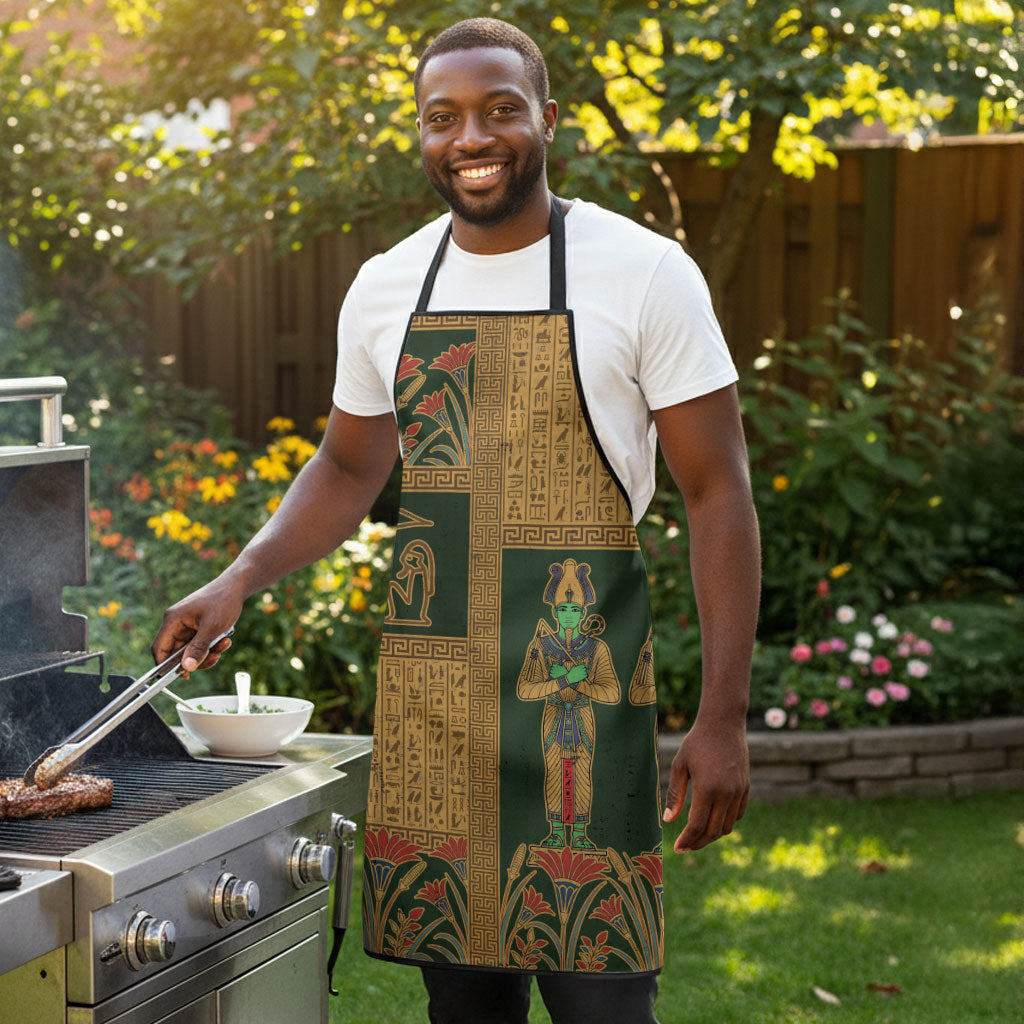 Egyptian God Osiris Apron Green Pharaonic Hieroglyphic Patterns