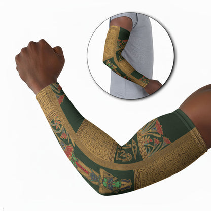 Egyptian God Osiris Arm Sleeves Green Pharaonic Hieroglyphic Patterns