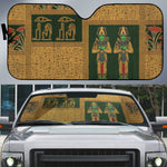 Egyptian God Osiris Auto Sun Shade Green Pharaonic Hieroglyphic Patterns