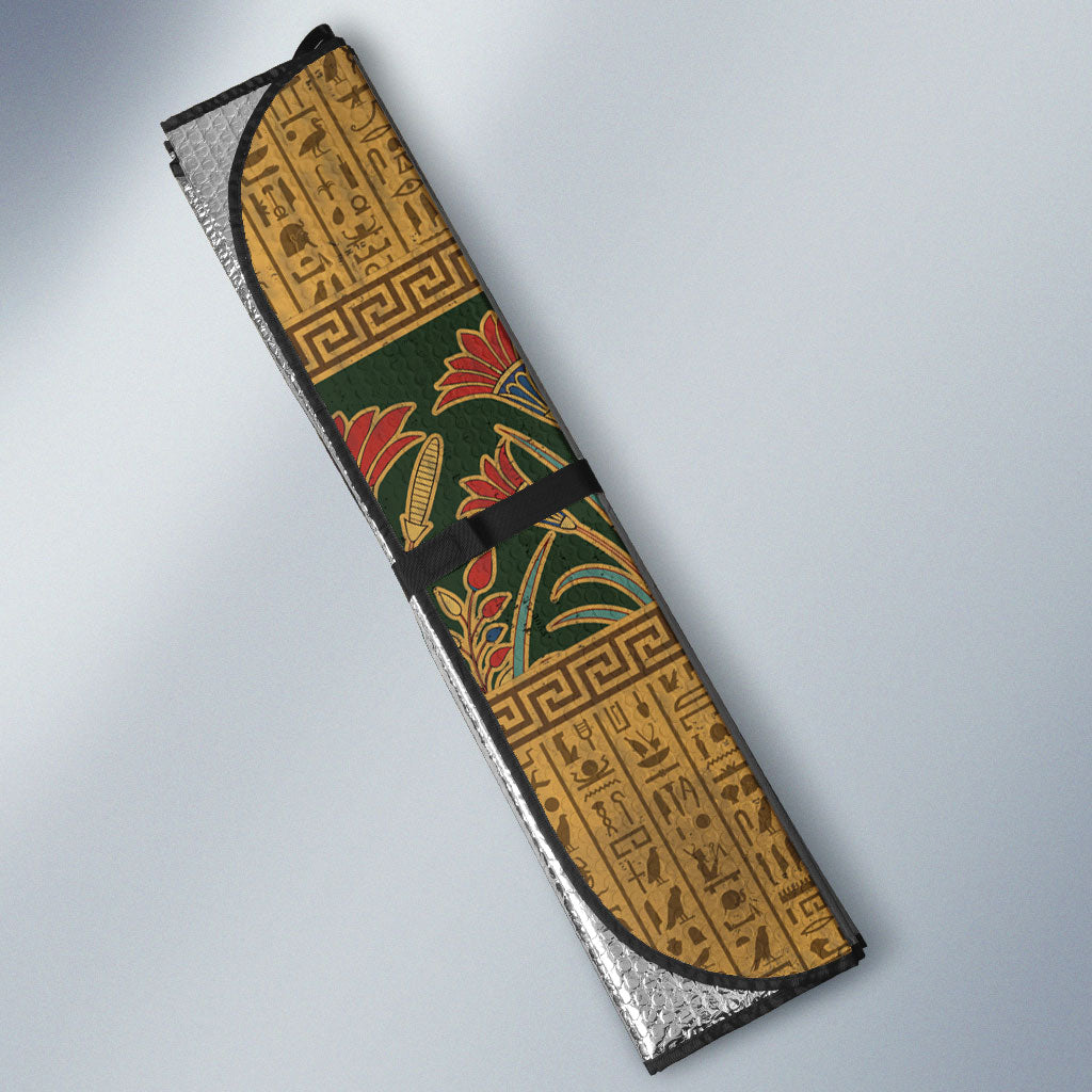 Egyptian God Osiris Auto Sun Shade Green Pharaonic Hieroglyphic Patterns