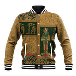 Egyptian God Osiris Baseball Jacket Green Pharaonic Hieroglyphic Patterns
