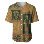 Egyptian God Osiris Baseball Jersey Green Pharaonic Hieroglyphic Patterns