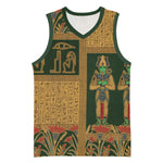 Egyptian God Osiris Basketball Jersey Green Pharaonic Hieroglyphic Patterns