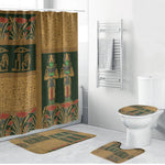 Egyptian God Osiris Bathroom Set Green Pharaonic Hieroglyphic Patterns