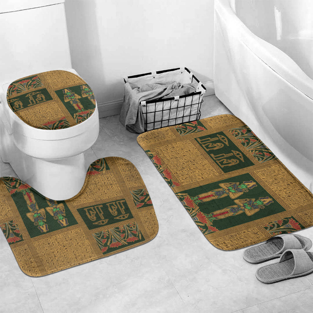Egyptian God Osiris Bathroom Set Green Pharaonic Hieroglyphic Patterns