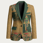 Egyptian God Osiris Blazer Green Pharaonic Hieroglyphic Patterns