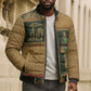 Egyptian God Osiris Bomber Puffer Jacket Green Pharaonic Hieroglyphic Patterns