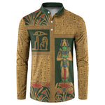 Egyptian God Osiris Button Sweatshirt Green Pharaonic Hieroglyphic Patterns