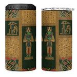 Egyptian God Osiris 4 in 1 Can Cooler Tumbler Green Pharaonic Hieroglyphic Patterns