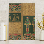 Egyptian God Osiris Canvas Wall Art Green Pharaonic Hieroglyphic Patterns