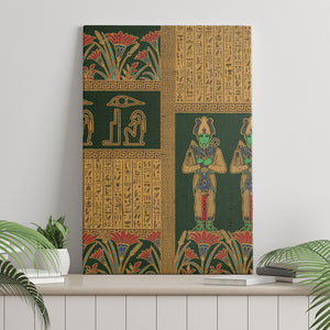 Egyptian God Osiris Canvas Wall Art Green Pharaonic Hieroglyphic Patterns