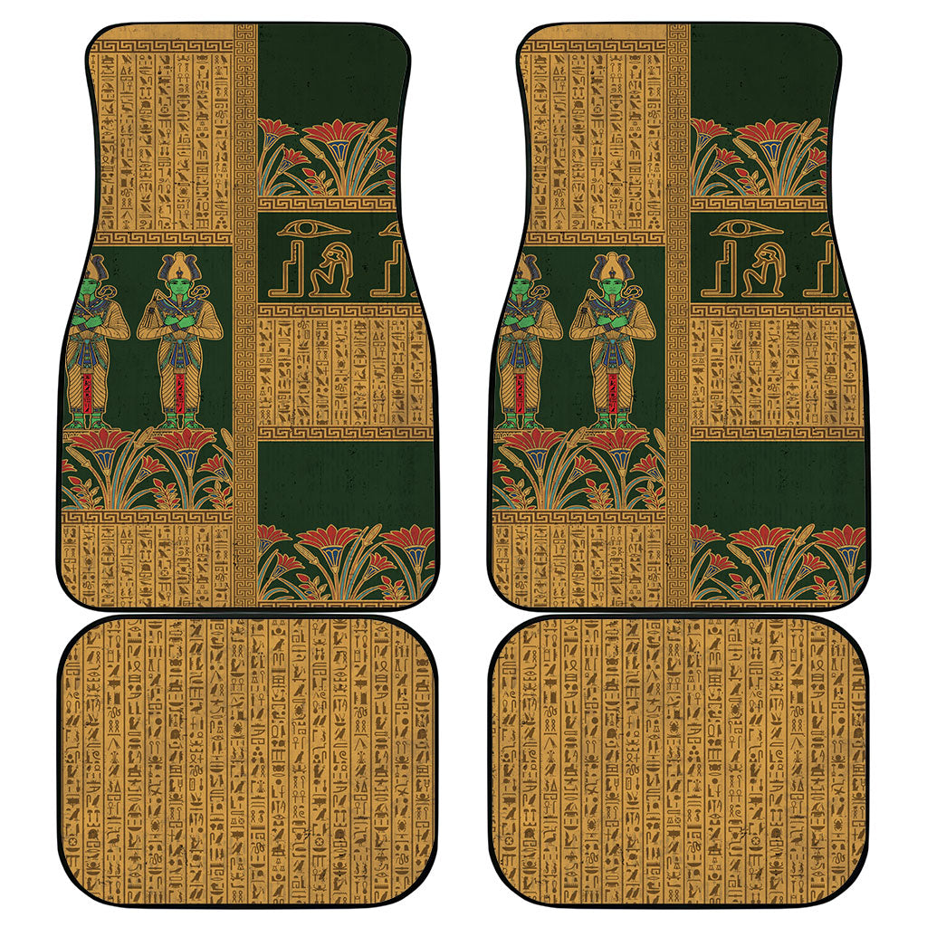 Egyptian God Osiris Car Mats Green Pharaonic Hieroglyphic Patterns