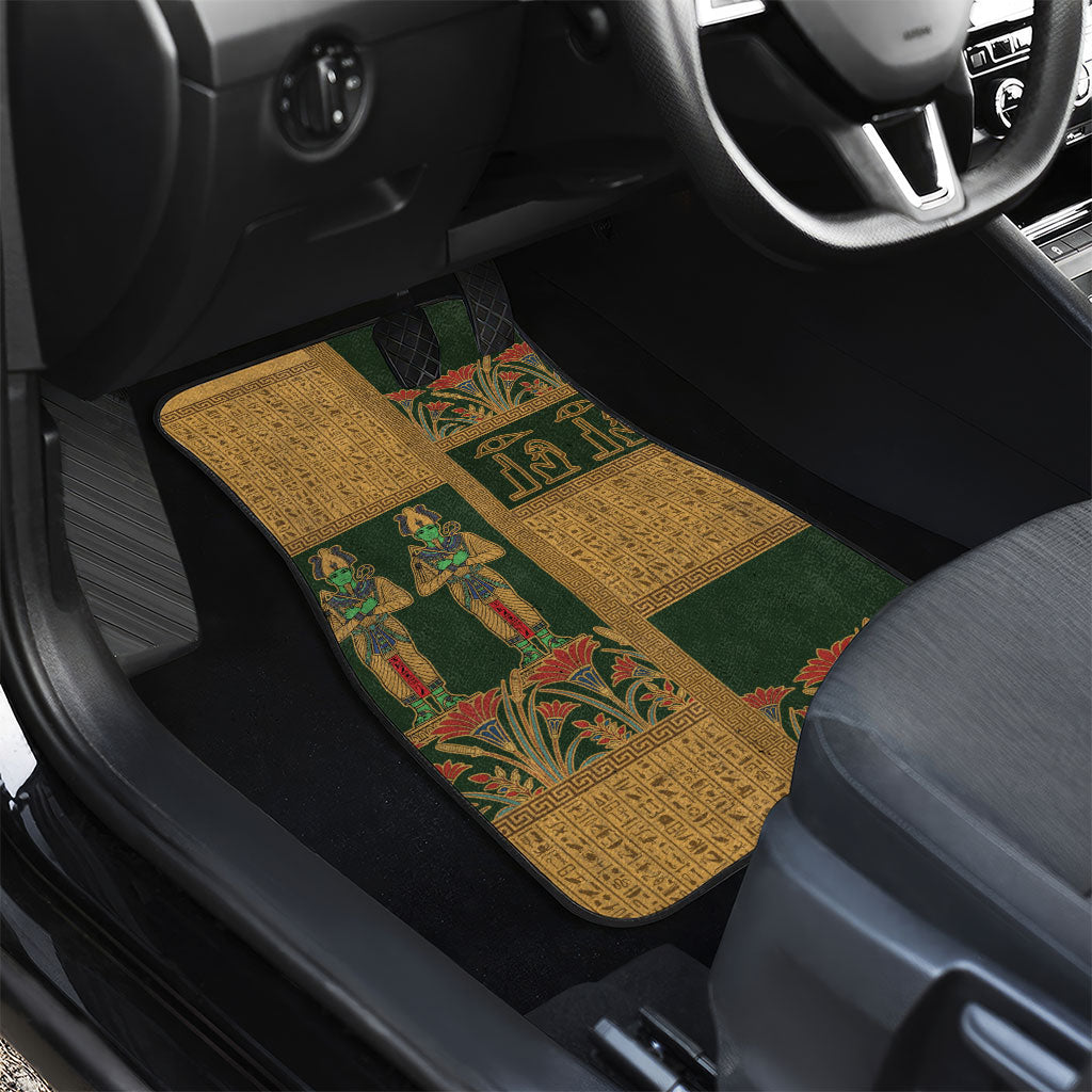 Egyptian God Osiris Car Mats Green Pharaonic Hieroglyphic Patterns