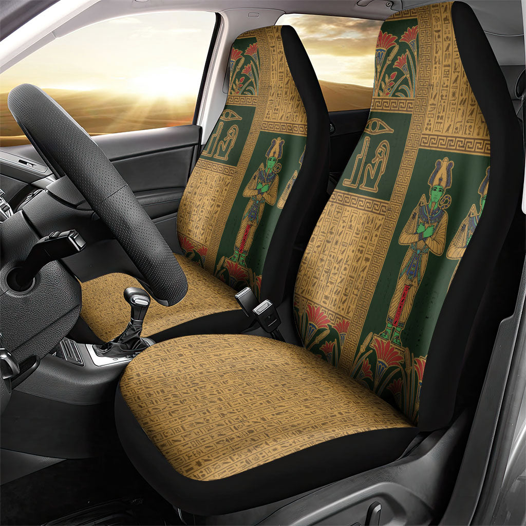 Egyptian God Osiris Car Seat Cover Green Pharaonic Hieroglyphic Patterns