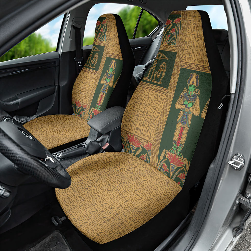 Egyptian God Osiris Car Seat Cover Green Pharaonic Hieroglyphic Patterns
