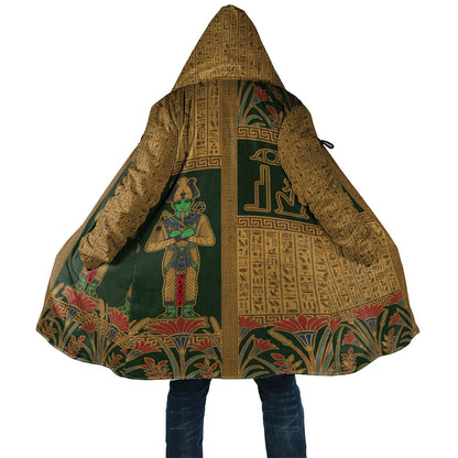 Egyptian God Osiris Cloak Green Pharaonic Hieroglyphic Patterns
