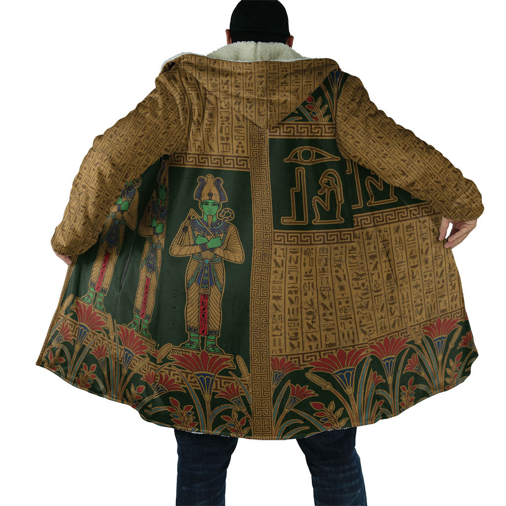 Egyptian God Osiris Cloak Green Pharaonic Hieroglyphic Patterns