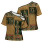 Egyptian God Osiris Cross Shoulder Shirt Green Pharaonic Hieroglyphic Patterns