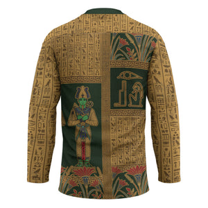 Egyptian God Osiris Hockey Jersey Green Pharaonic Hieroglyphic Patterns