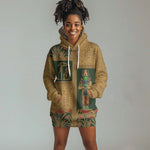 Egyptian God Osiris Hoodie Dress Green Pharaonic Hieroglyphic Patterns