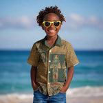 Egyptian God Osiris Kid Hawaiian Shirt Green Pharaonic Hieroglyphic Patterns