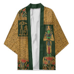 Egyptian God Osiris Kimono Green Pharaonic Hieroglyphic Patterns