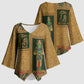 Egyptian God Osiris Kimono Sleeve Blouse Green Pharaonic Hieroglyphic Patterns