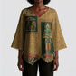 Egyptian God Osiris Kimono Sleeve Blouse Green Pharaonic Hieroglyphic Patterns