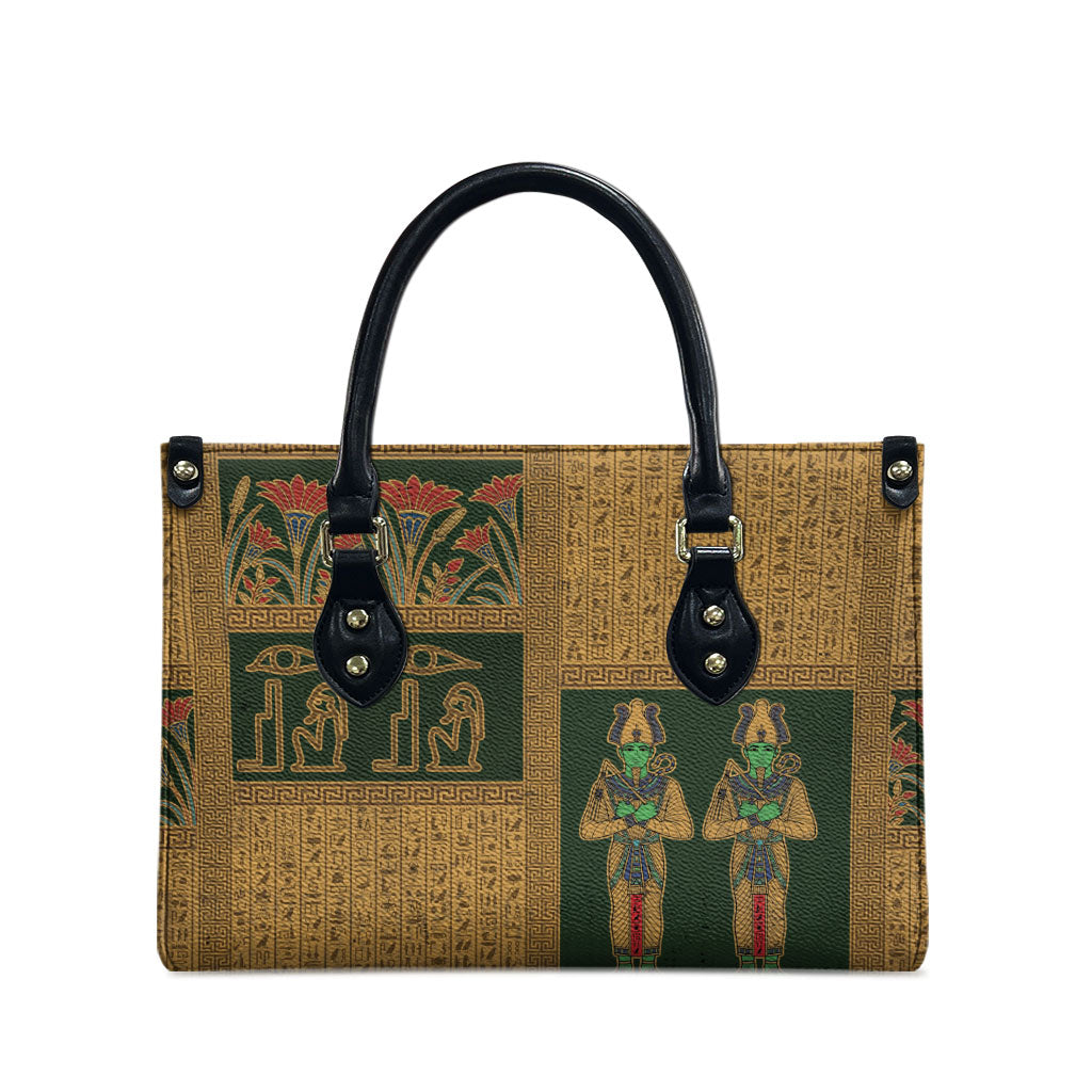 Egyptian God Osiris Leather Bag Green Pharaonic Hieroglyphic Patterns
