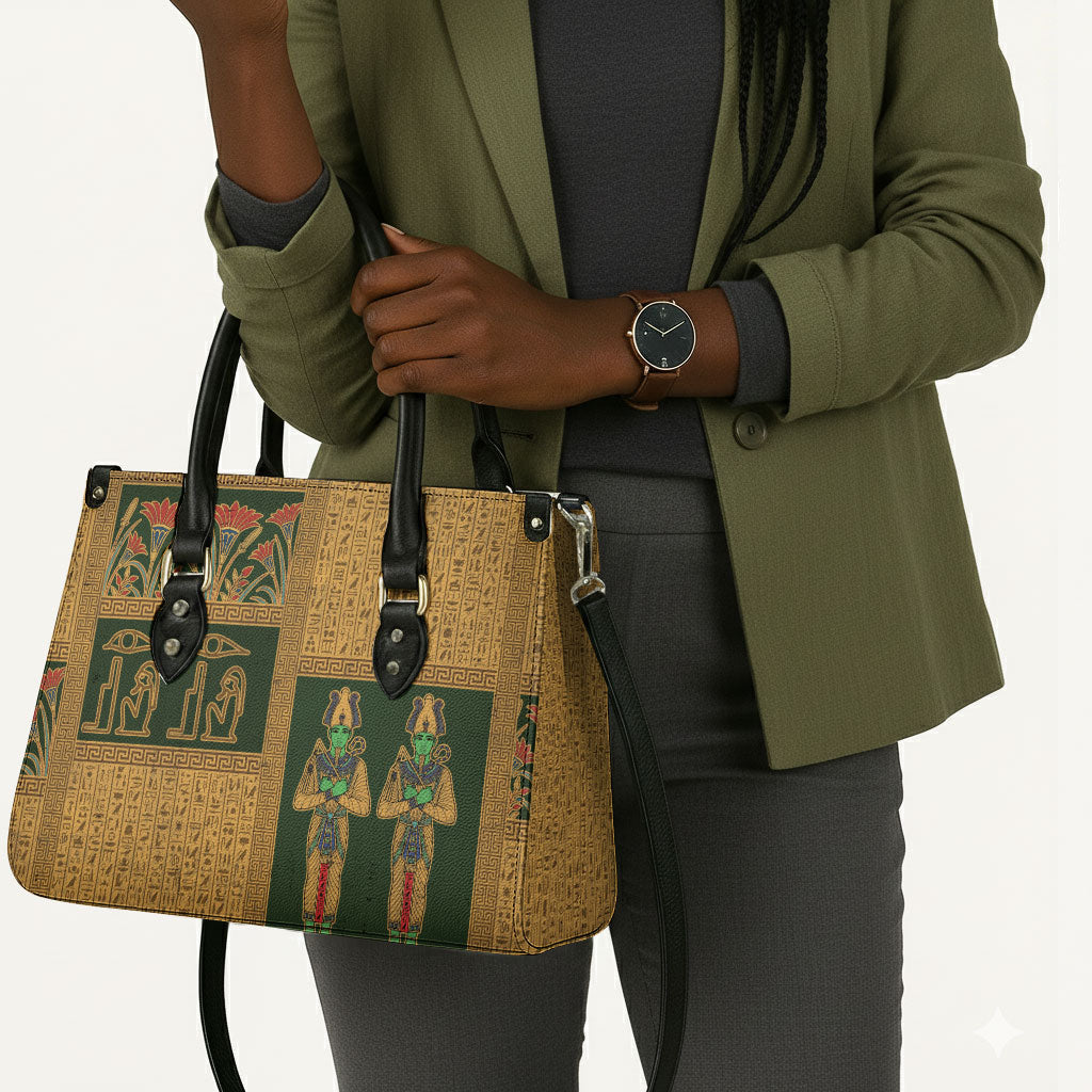Egyptian God Osiris Leather Bag Green Pharaonic Hieroglyphic Patterns