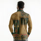 Egyptian God Osiris Long Sleeve Polo Shirt Green Pharaonic Hieroglyphic Patterns