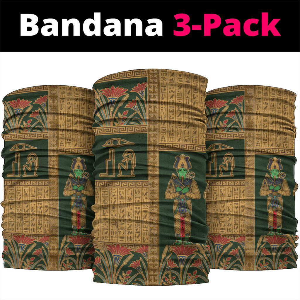 Egyptian God Osiris Neck Gaiter Green Pharaonic Hieroglyphic Patterns