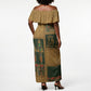 Egyptian God Osiris Off Shoulder Maxi Dress Green Pharaonic Hieroglyphic Patterns
