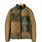 Egyptian God Osiris Padded Jacket Green Pharaonic Hieroglyphic Patterns