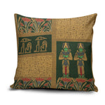 Egyptian God Osiris Pillow Cover Green Pharaonic Hieroglyphic Patterns