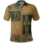 Egyptian God Osiris Polo Shirt Green Pharaonic Hieroglyphic Patterns