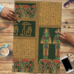 Egyptian God Osiris Puzzle Green Pharaonic Hieroglyphic Patterns