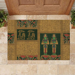 Egyptian God Osiris Rubber Doormat Green Pharaonic Hieroglyphic Patterns