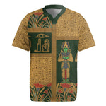 Egyptian God Osiris Rugby Jersey Green Pharaonic Hieroglyphic Patterns