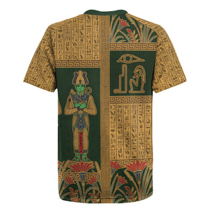 Egyptian God Osiris Rugby Jersey Green Pharaonic Hieroglyphic Patterns