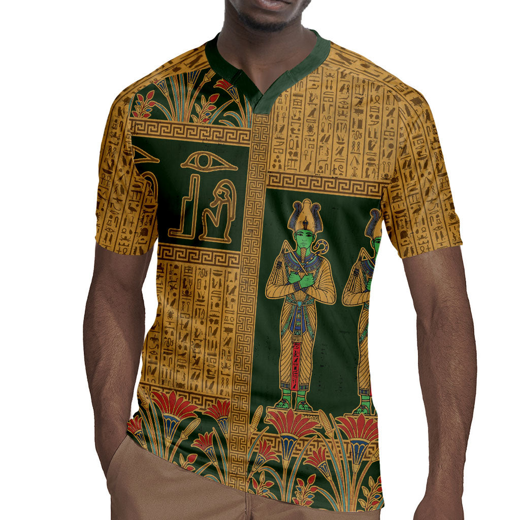 Egyptian God Osiris Rugby Jersey Green Pharaonic Hieroglyphic Patterns