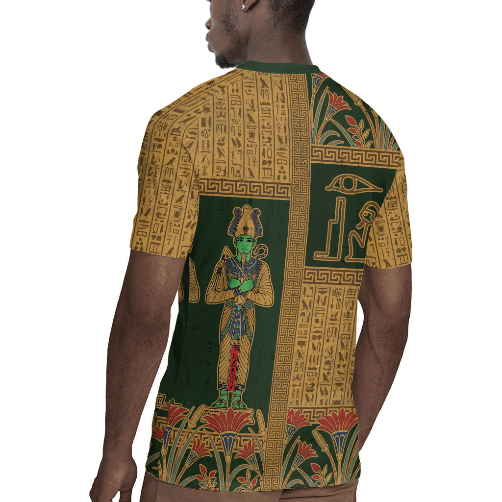 Egyptian God Osiris Rugby Jersey Green Pharaonic Hieroglyphic Patterns