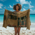 Egyptian God Osiris Sarong Green Pharaonic Hieroglyphic Patterns